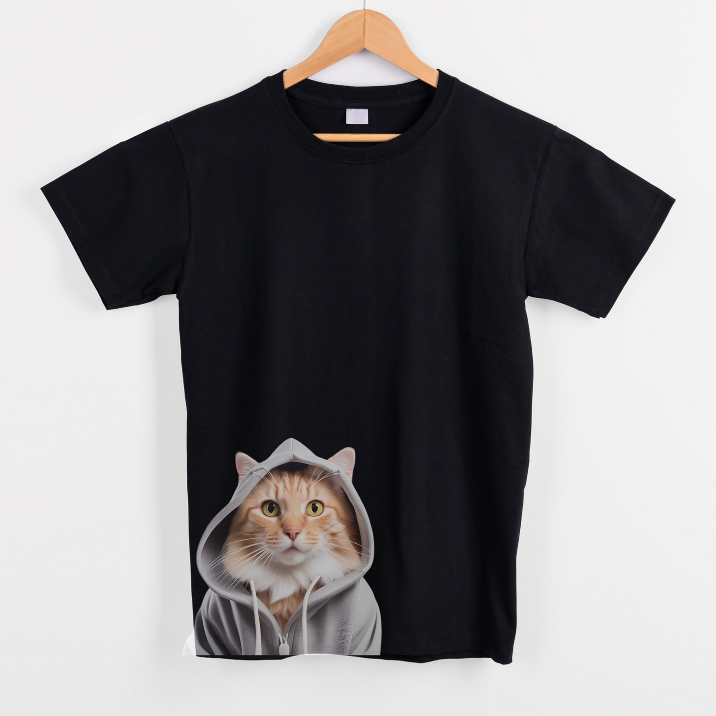 Animal pet cat with hoodie graphic tees unisex