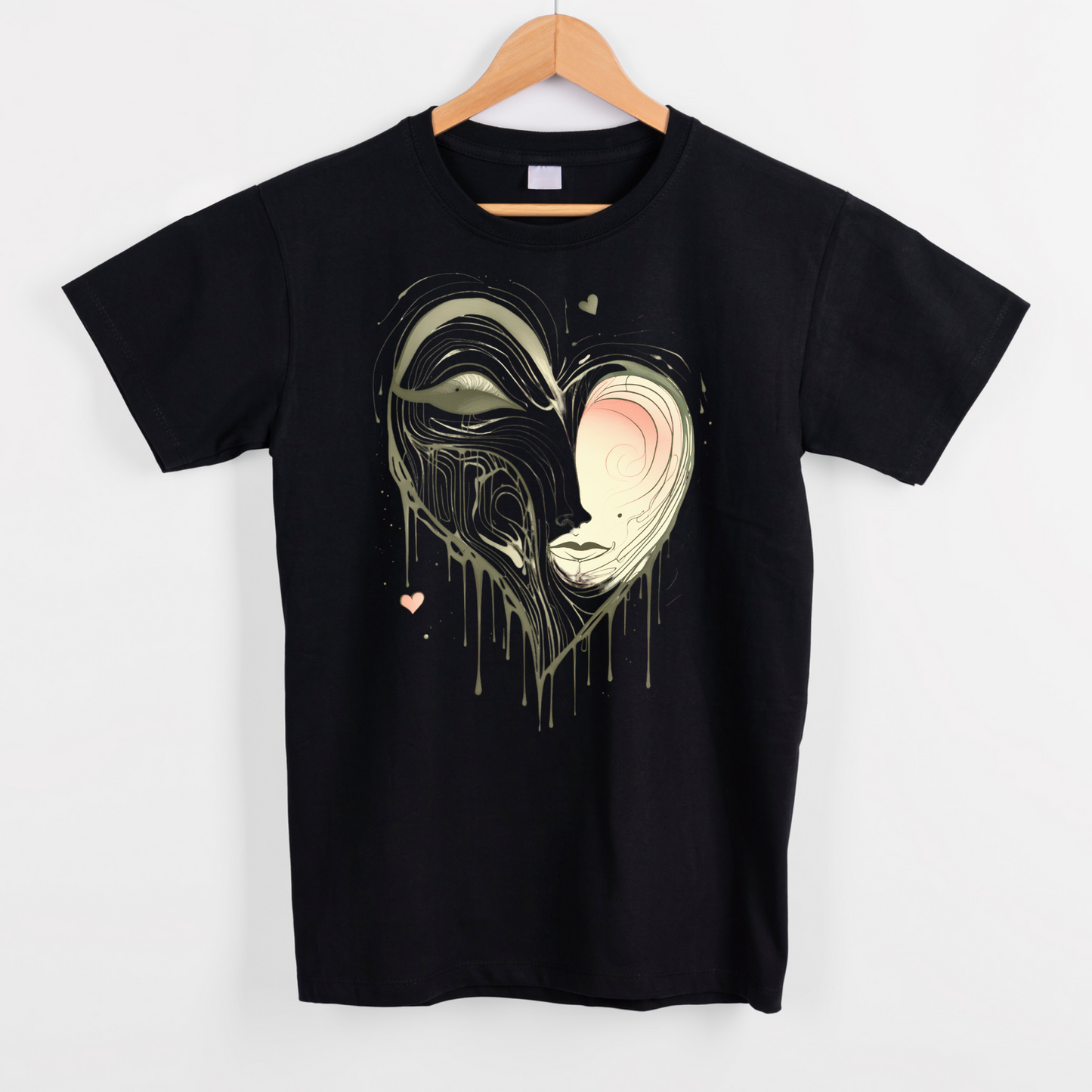 Heart face dripping art graphic tees unisex