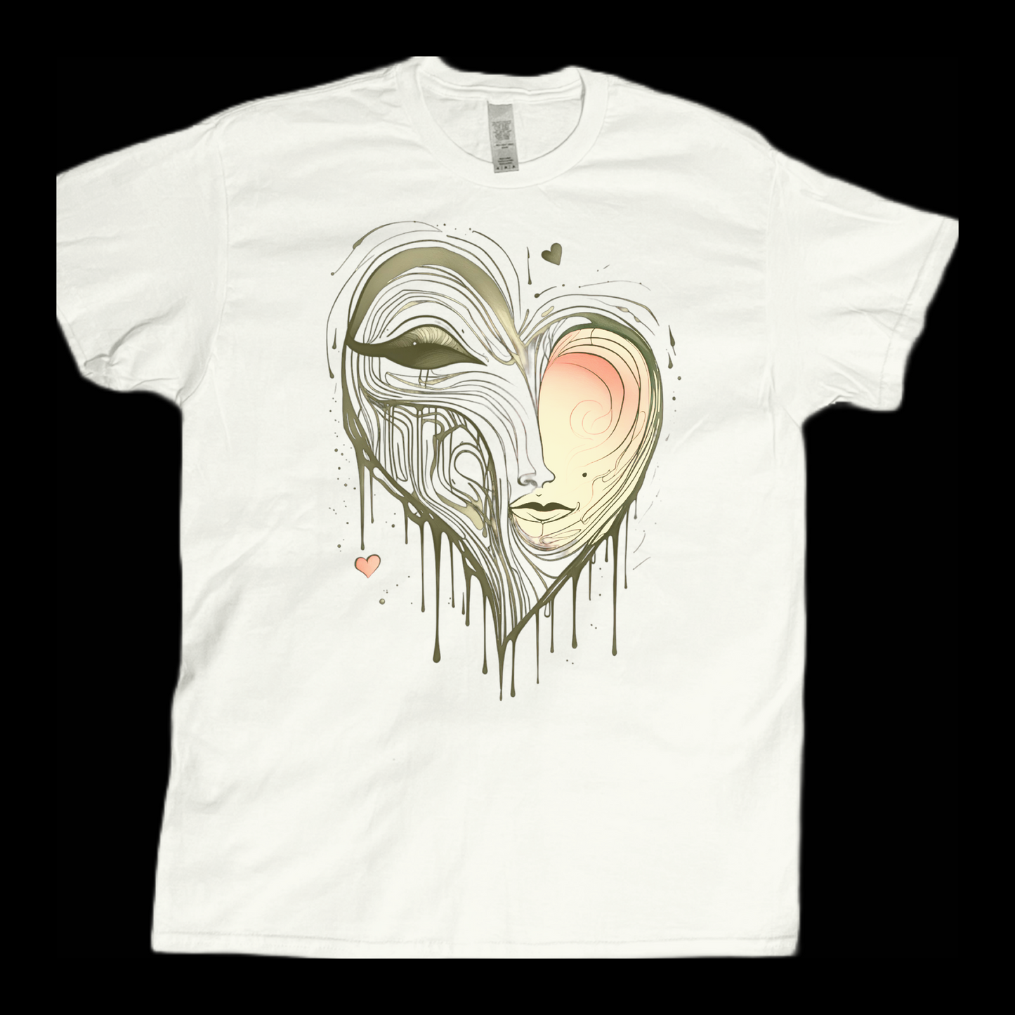 Heart face dripping art graphic tees unisex