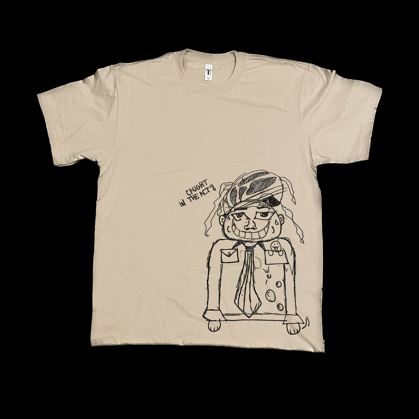 Caught in the act hand drawn art graphic tees unisex