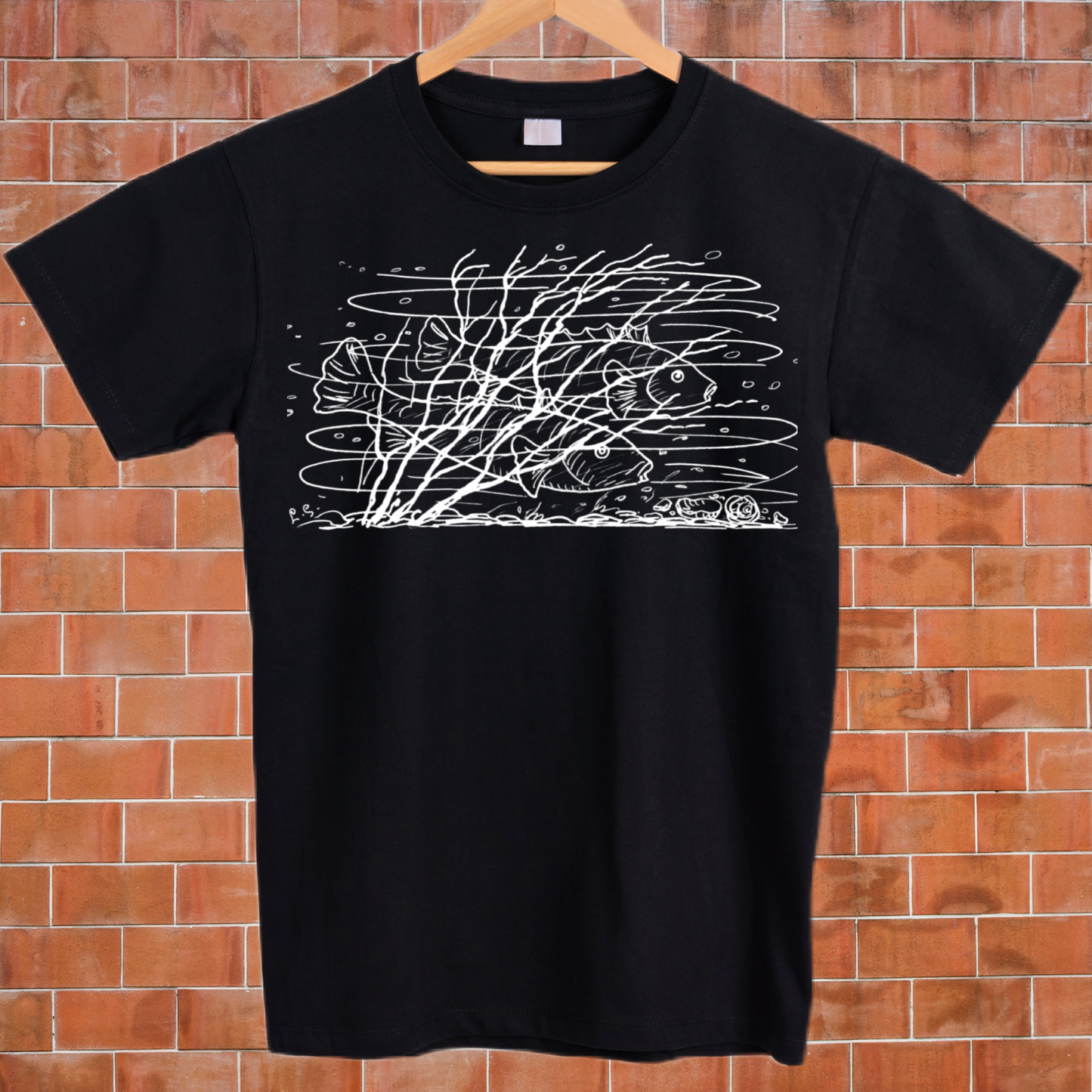 Animal fish corals sketched vintage style graphic tees unisex