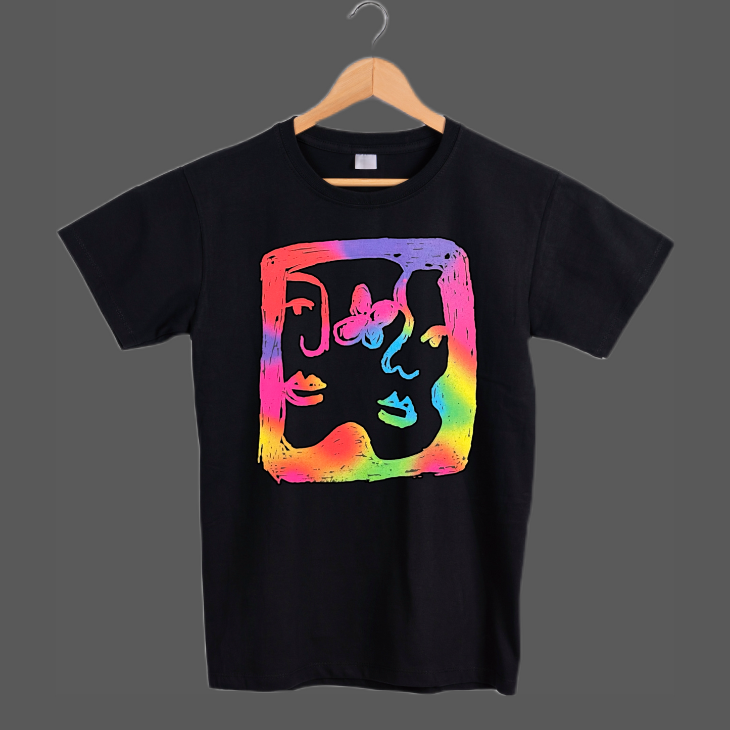 Abstract doodle colorful face line art graphic tees unisex