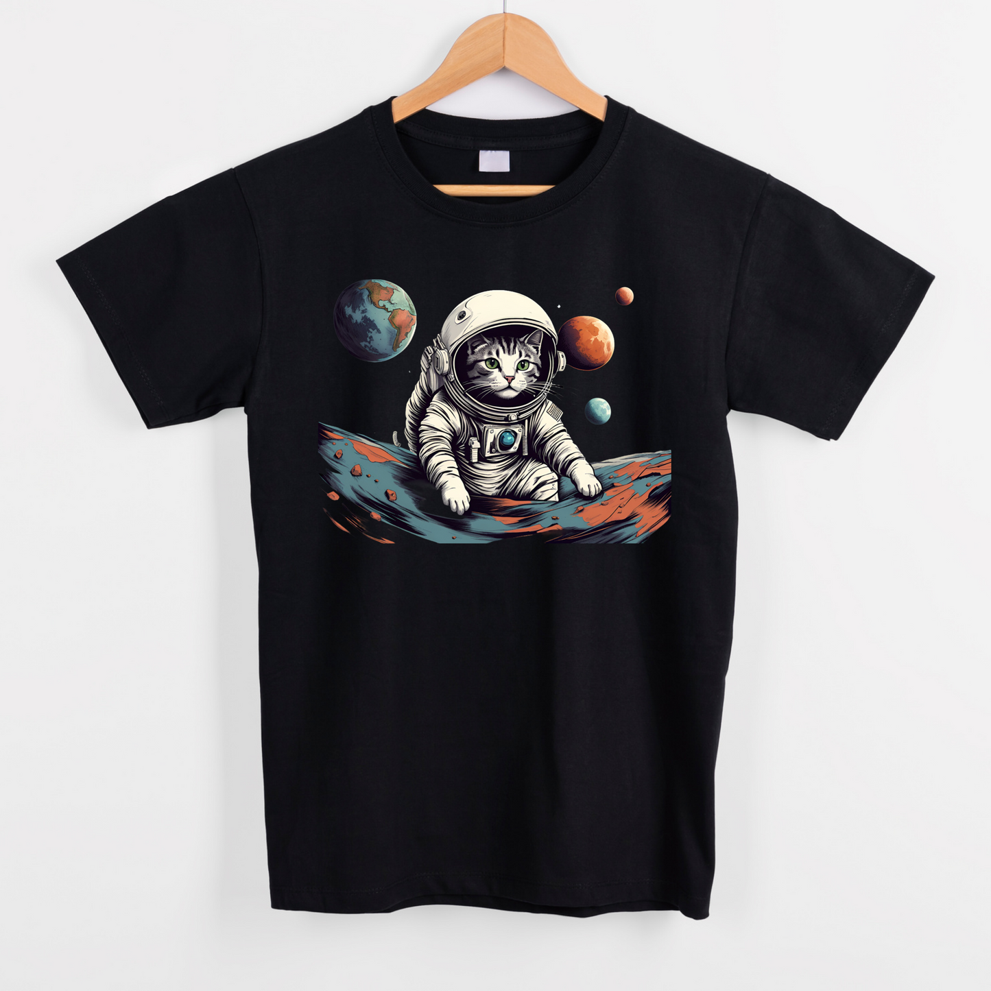 Animal cat pet in space graphic tees unisex