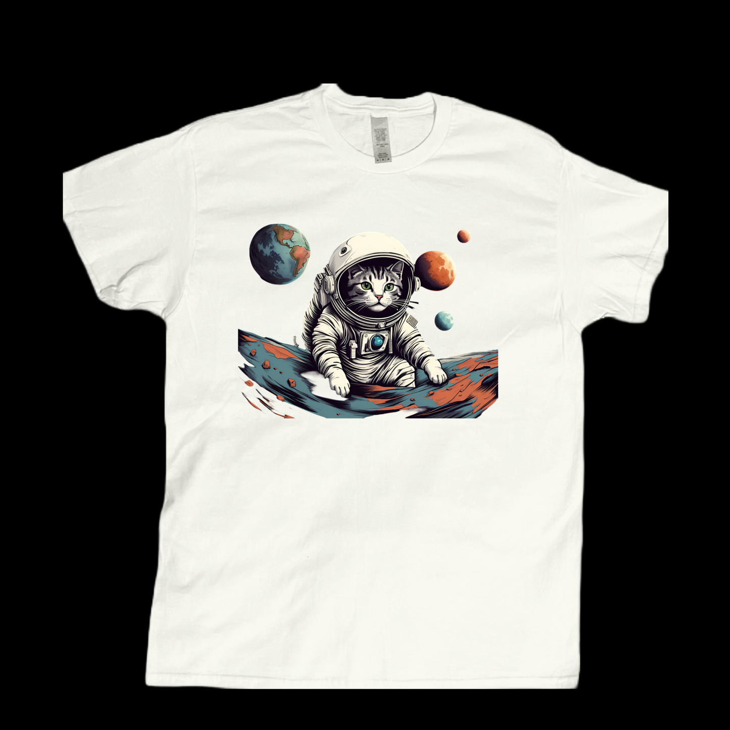 Animal cat pet in space graphic tees unisex