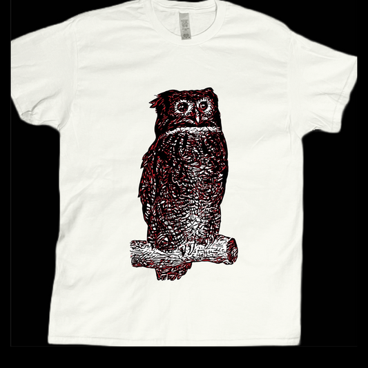 Hand sketch art style wild owl graphic tees unisex