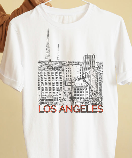 Los Angeles City graphic tees unisex available in white
