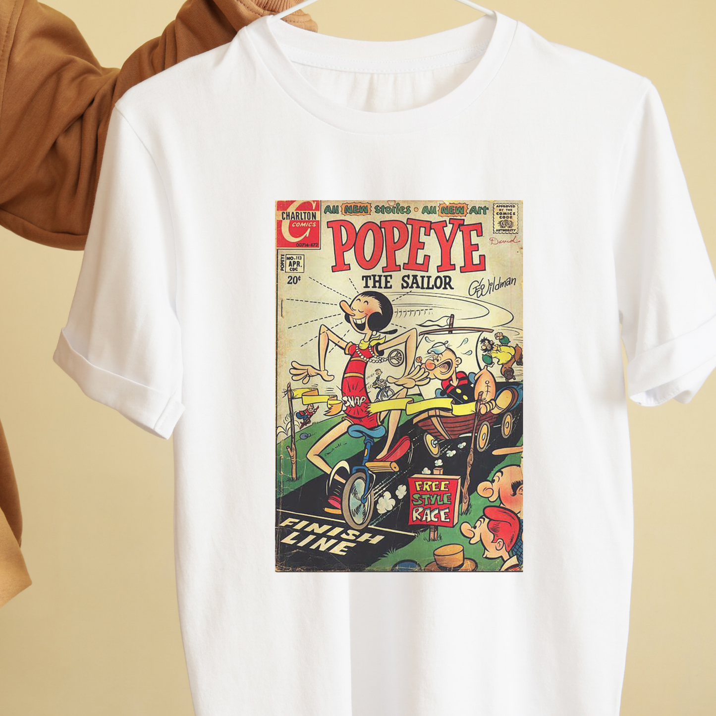 Unisex vintage graphic popeye the sailor man available in black and white