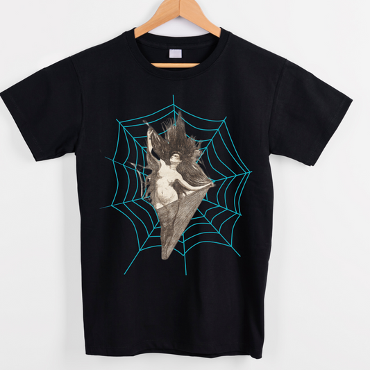 Naked women trap in a spider web graphic tees unisex