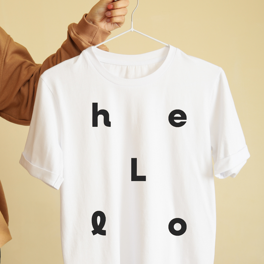 Unisex word hello graphic tees white