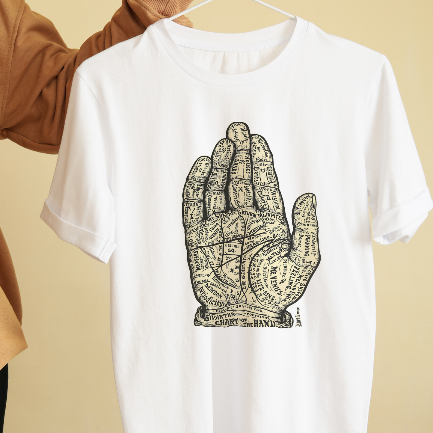 Chart of the hand graphic tees