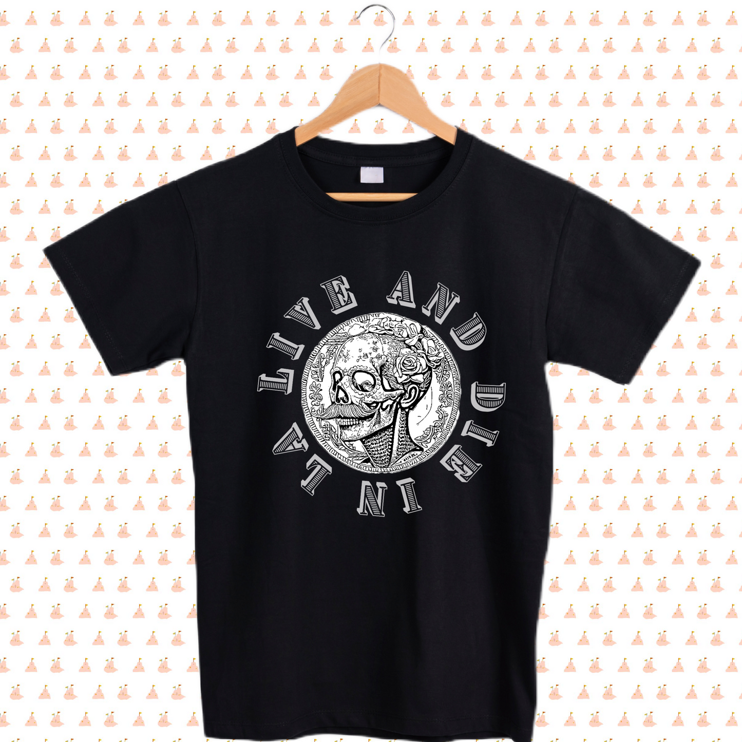 Live and die in la skull graphic tee