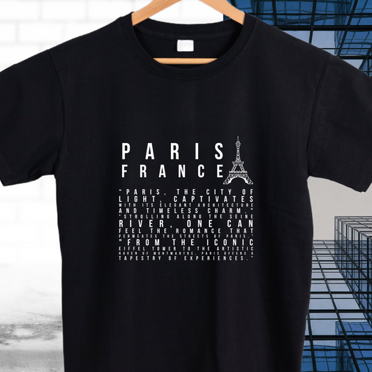 Paris France graphic tees unisex available in white and black