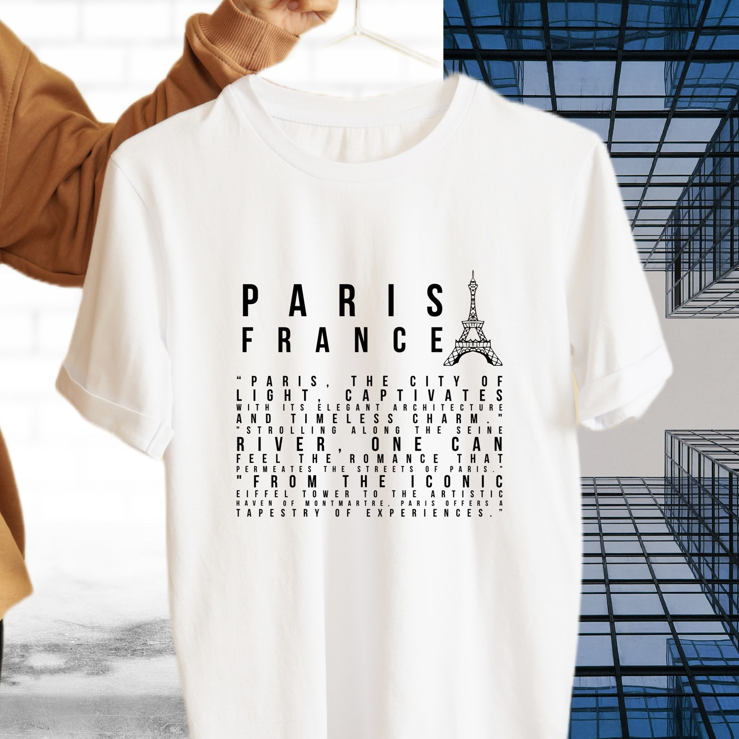 Paris France graphic tees unisex available in white and black