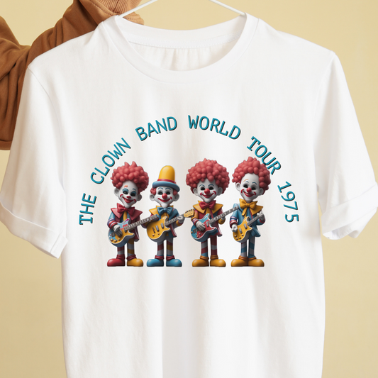Unisex clown rock and roll band graphic tees