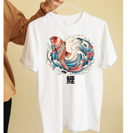 Animal japanese koi 鯉 tsunami wave graphic tees unisex