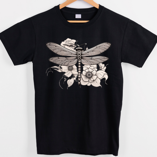 Dragonfly flower graphic tees unisex
