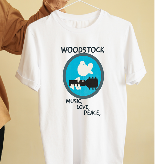 Woodstock music, love and peace graphic tees unisex