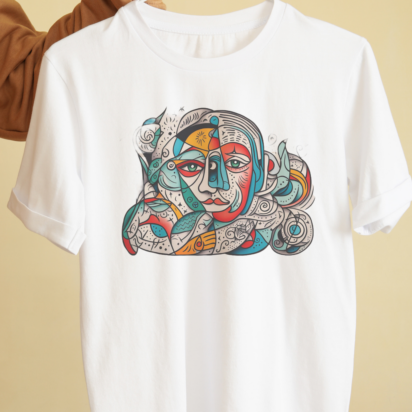 Abstract face art graphic tees unisex