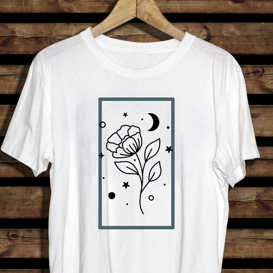 Flower Moon Stars art graphic tees unisex