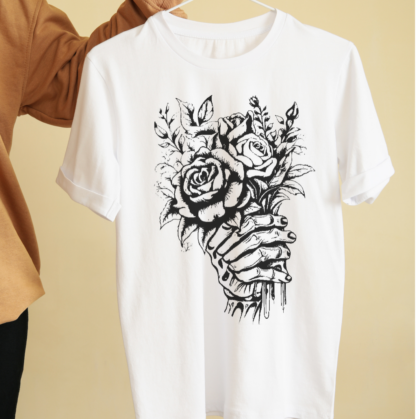 Flower bouquet with skeleton hands unisex
