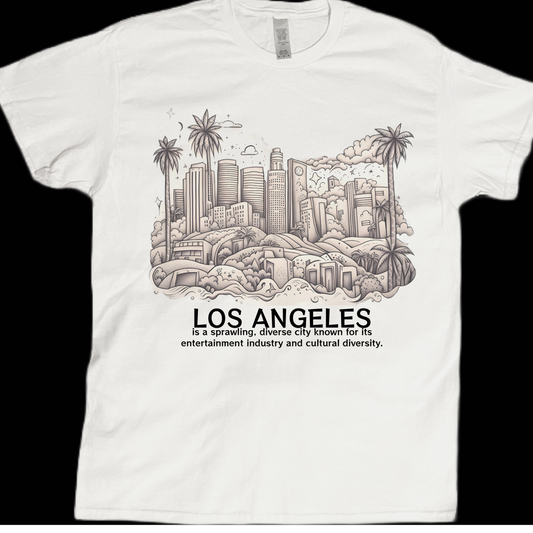 Los Angeles City graphic tees unisex available in white
