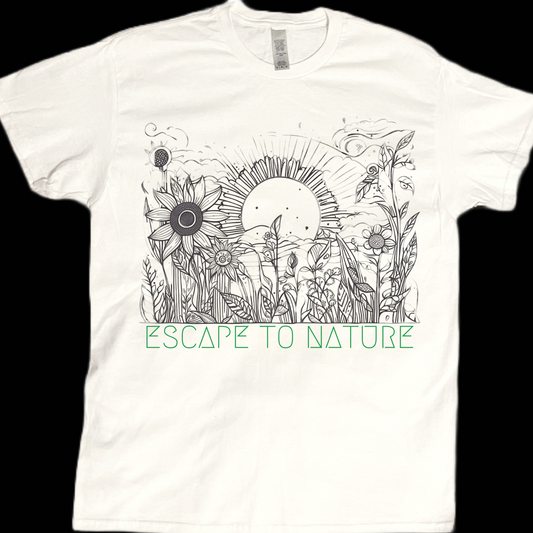 Escape to nature art sun flowers graphic tees unisex