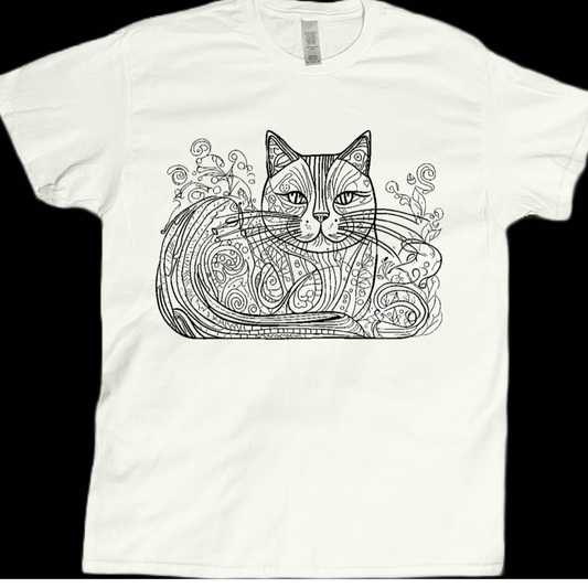 Animal cat pet doodle graphic tees unisex