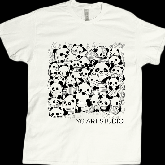 Animal panda doodle graphic tees unisex