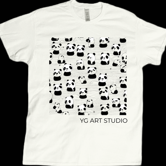 Animal panda doodle graphic tees unisex
