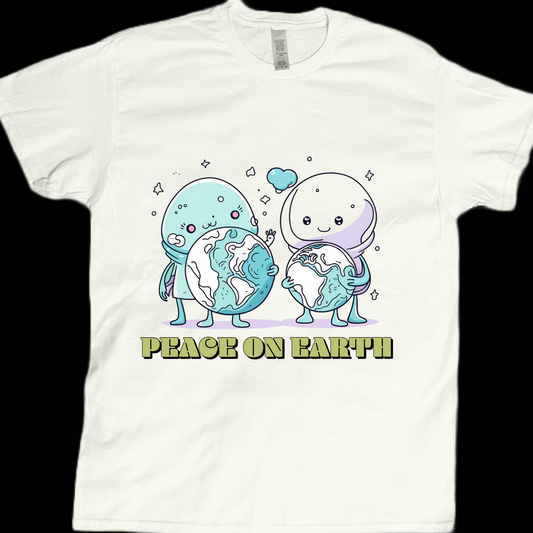 Peace on earth alien graphic tees unisex