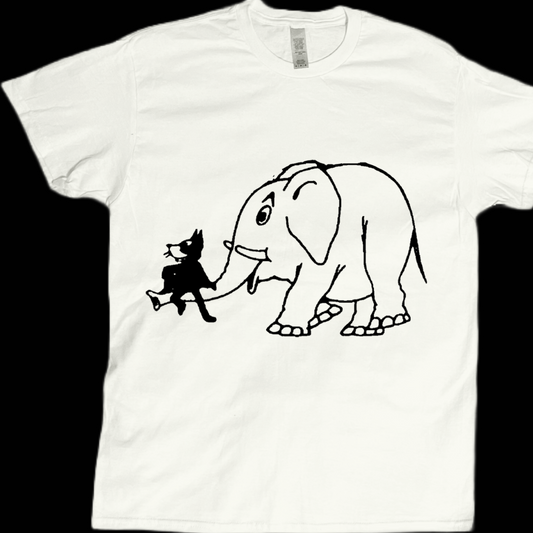 Vintage graphics of the circus felix the cat with elephant graphic tees unisex