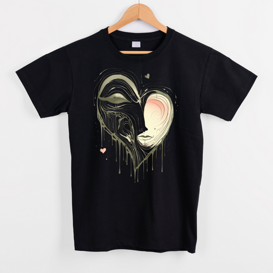 Heart face dripping art graphic tees unisex