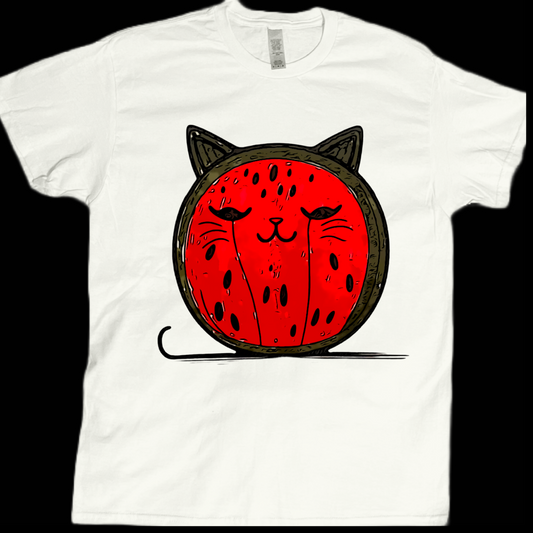 Watermelon cat kitty pet doodle graphic tees unisex