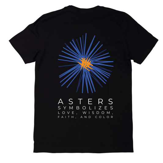 flower asters symbol of love, wisdom, faith and color graphic tees unisex