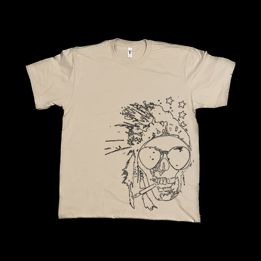 Unisex skull with sunglasses smoking cigarette graphic tees