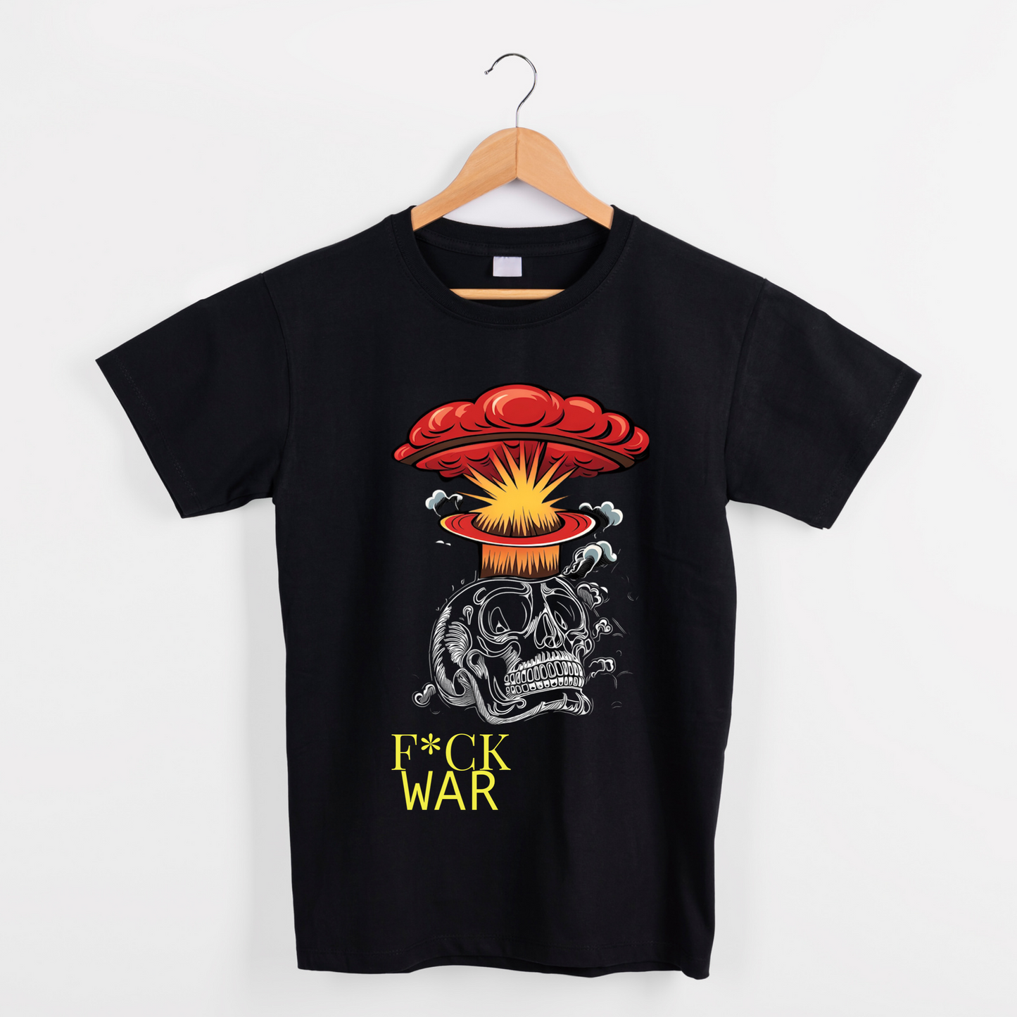 Unisex fuck war anti war skull bomb explosion graphic tees