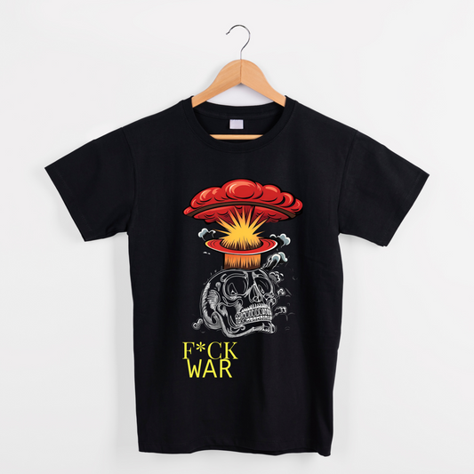 Unisex fuck war anti war skull bomb explosion graphic tees