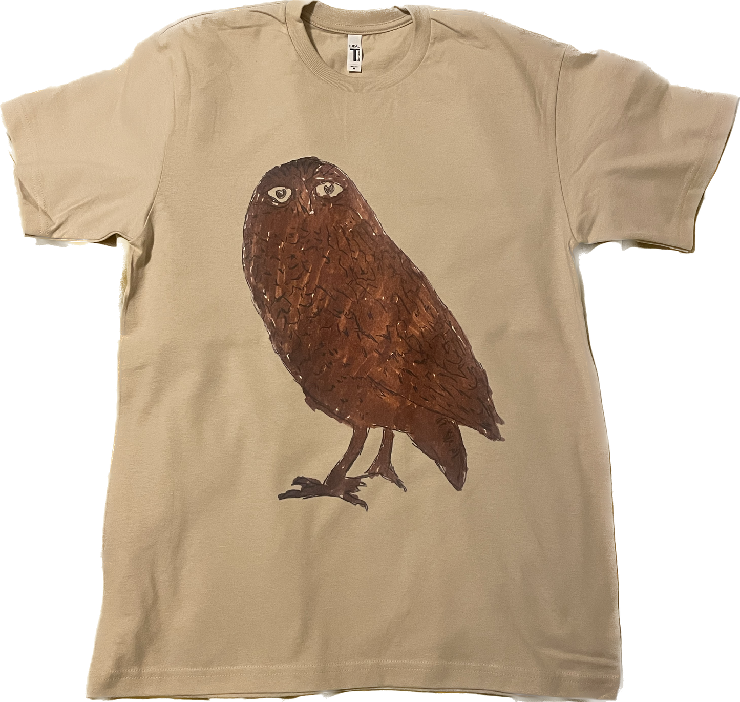 Hand drawn art style wild owl graphic tees unisex
