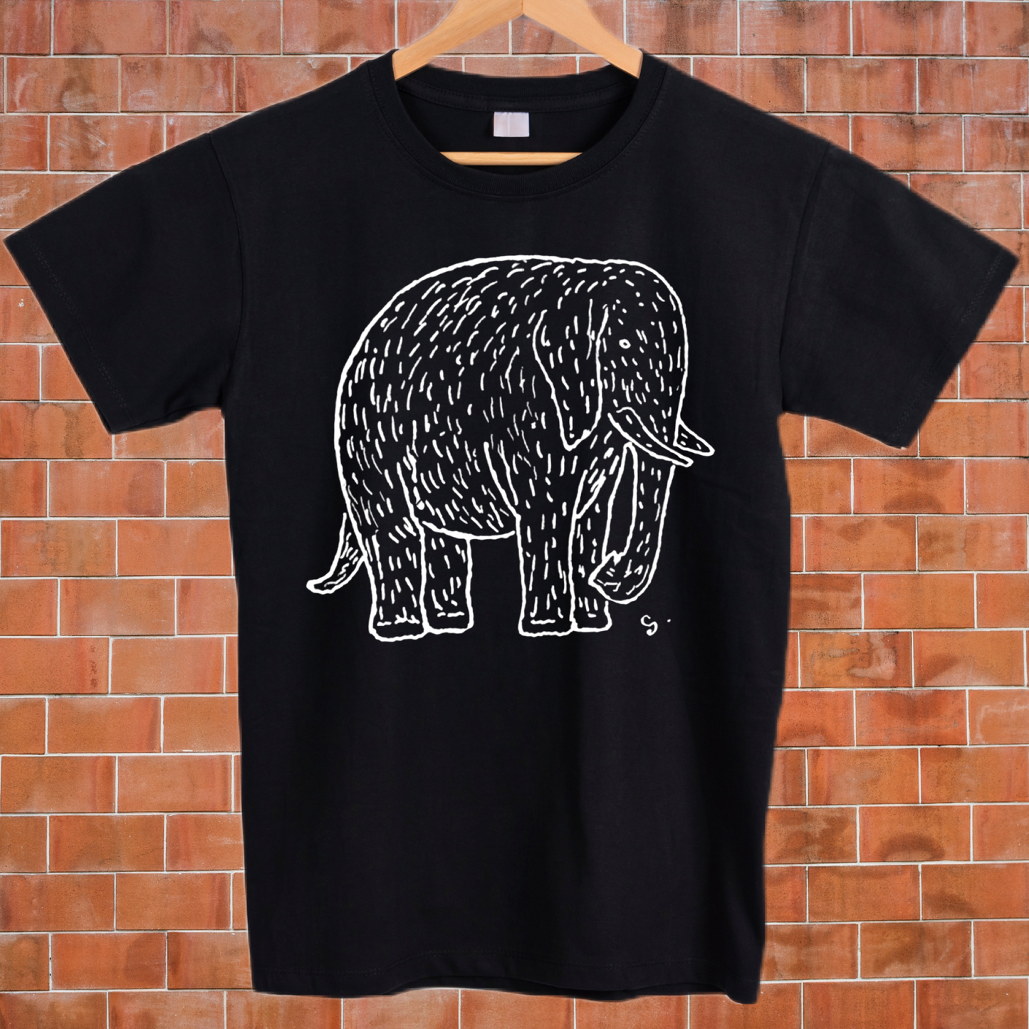 Animal sketched vintage style elephant graphic tees unisex