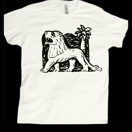 Animal lion palm tree sketched vintage style graphic tees unisex