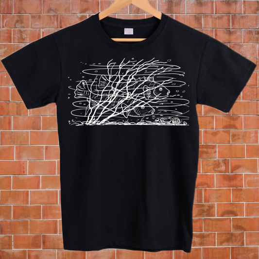 Animal fish corals sketched vintage style graphic tees unisex