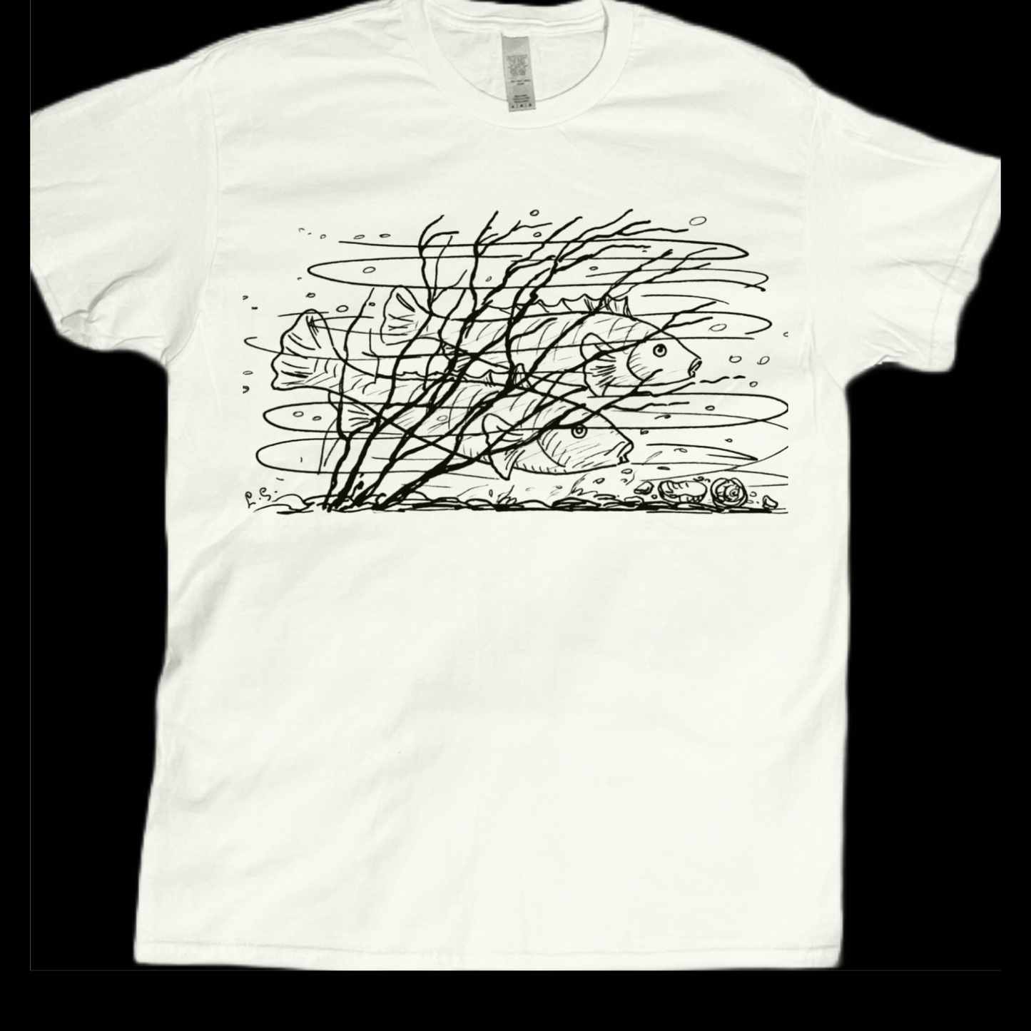 Animal fish corals sketched vintage style graphic tees unisex