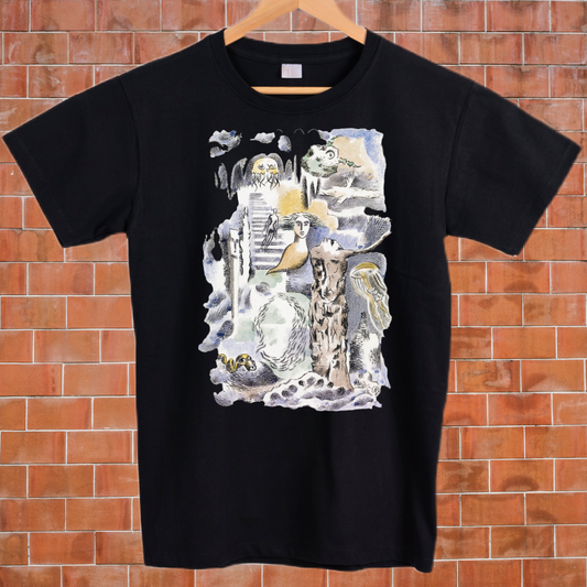 Abstract art sketched vintage style graphic tees unisex