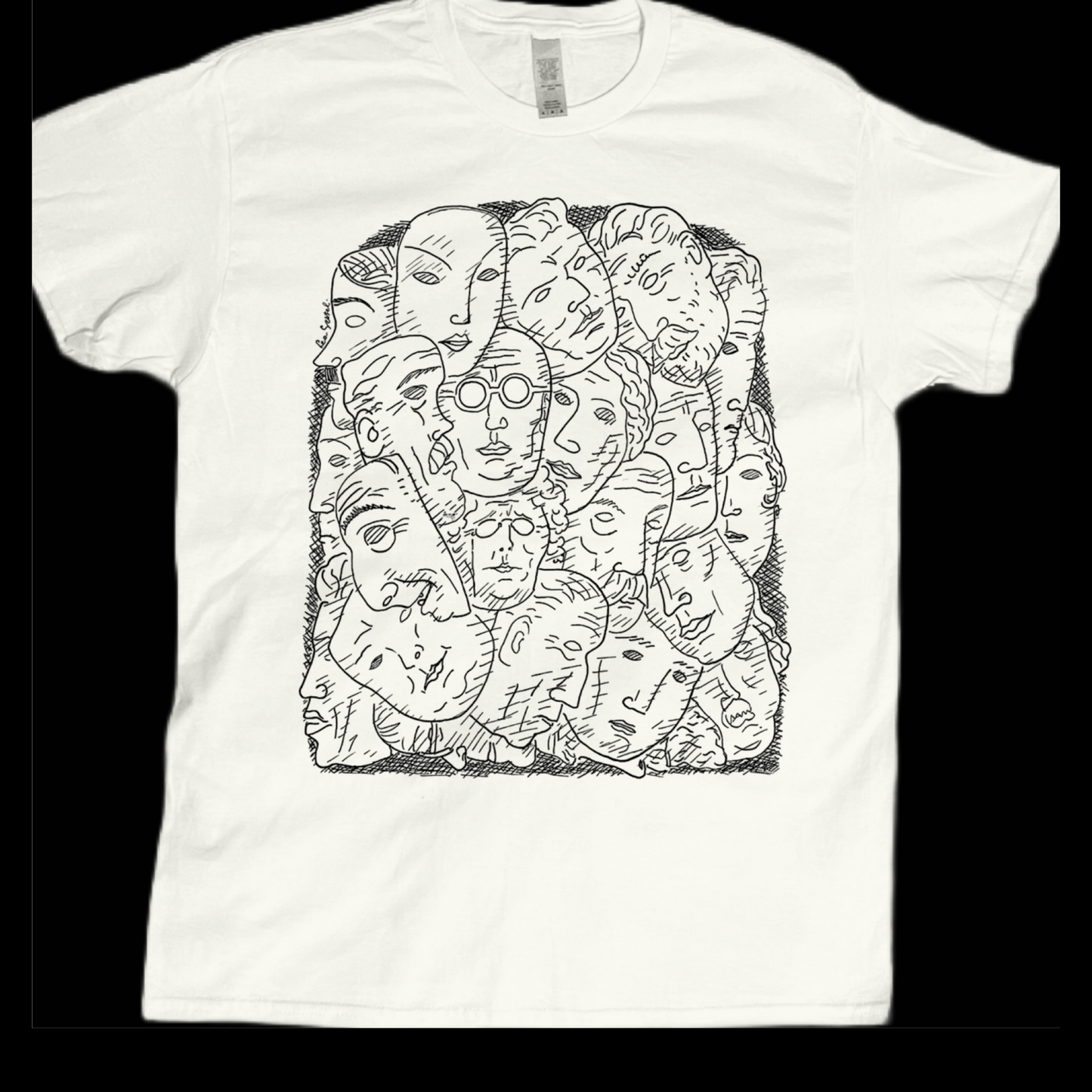 Abstract art line sketched face vintage style graphic tees unisex