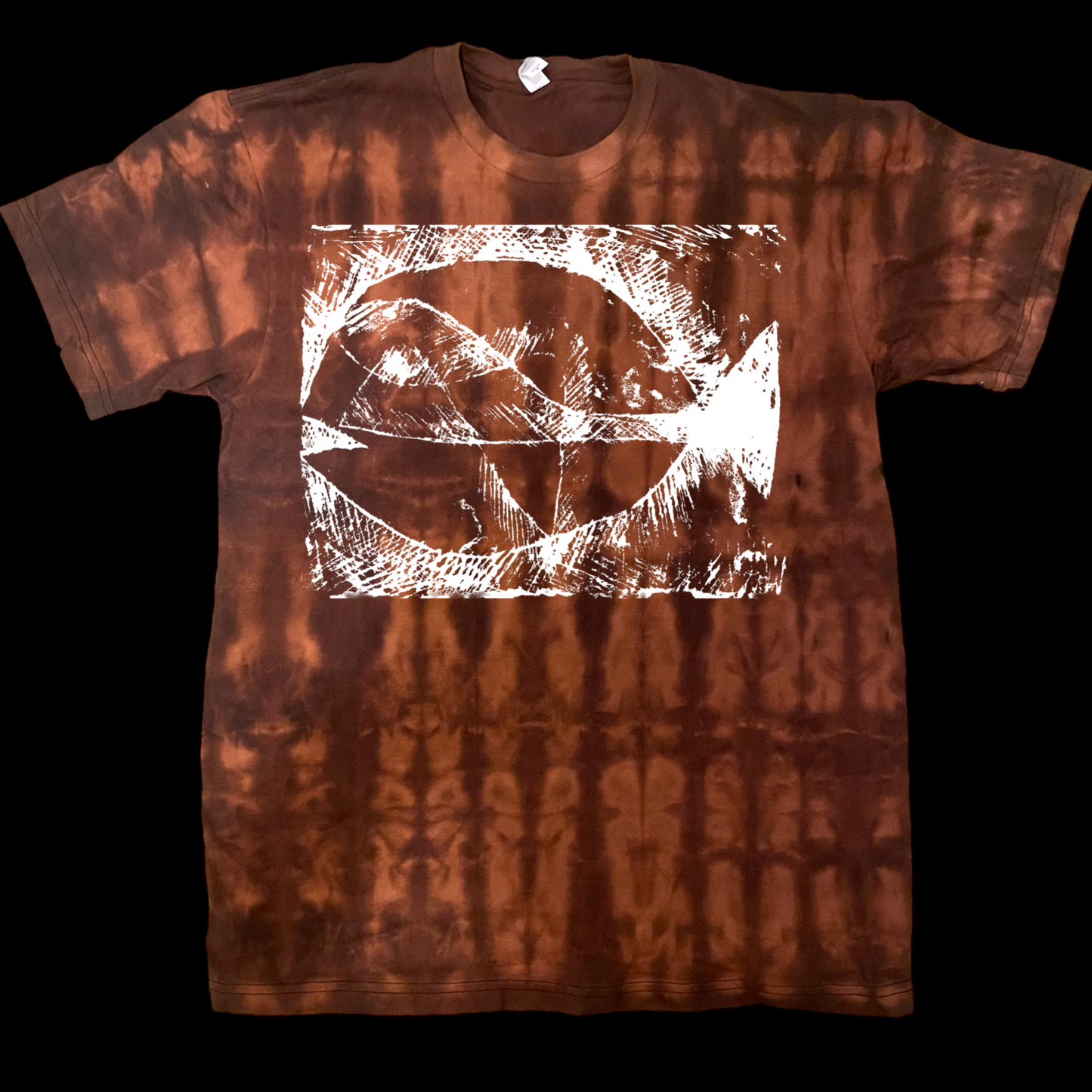 Black bleached brown abstract sketch fish graphic tees unisex