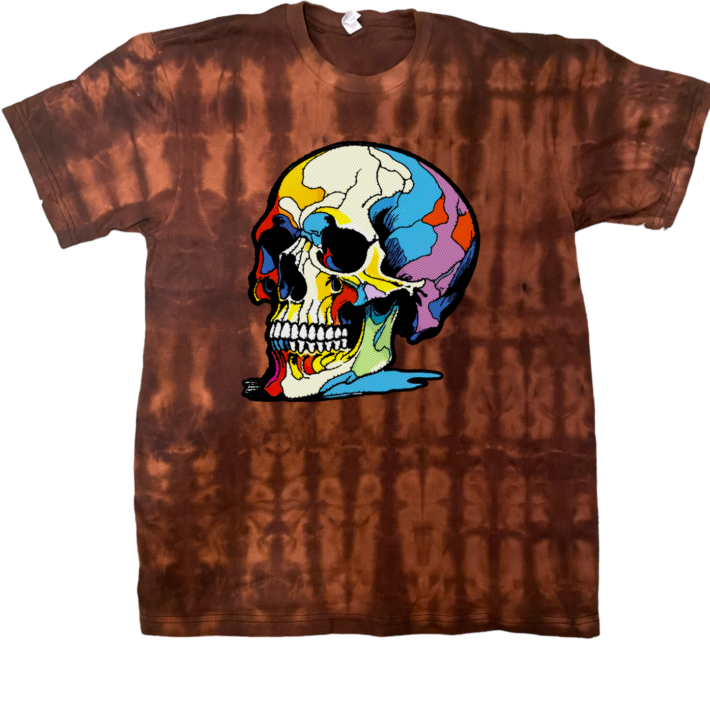 Skeleton skull abstract graphic tees unisex black bleached