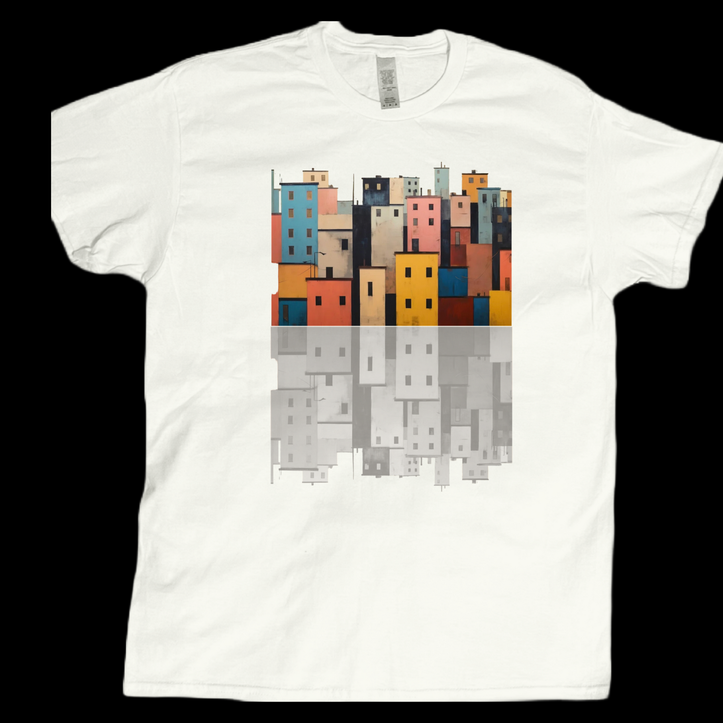 Colorful structure buildings  vintage style graphic tees unisex