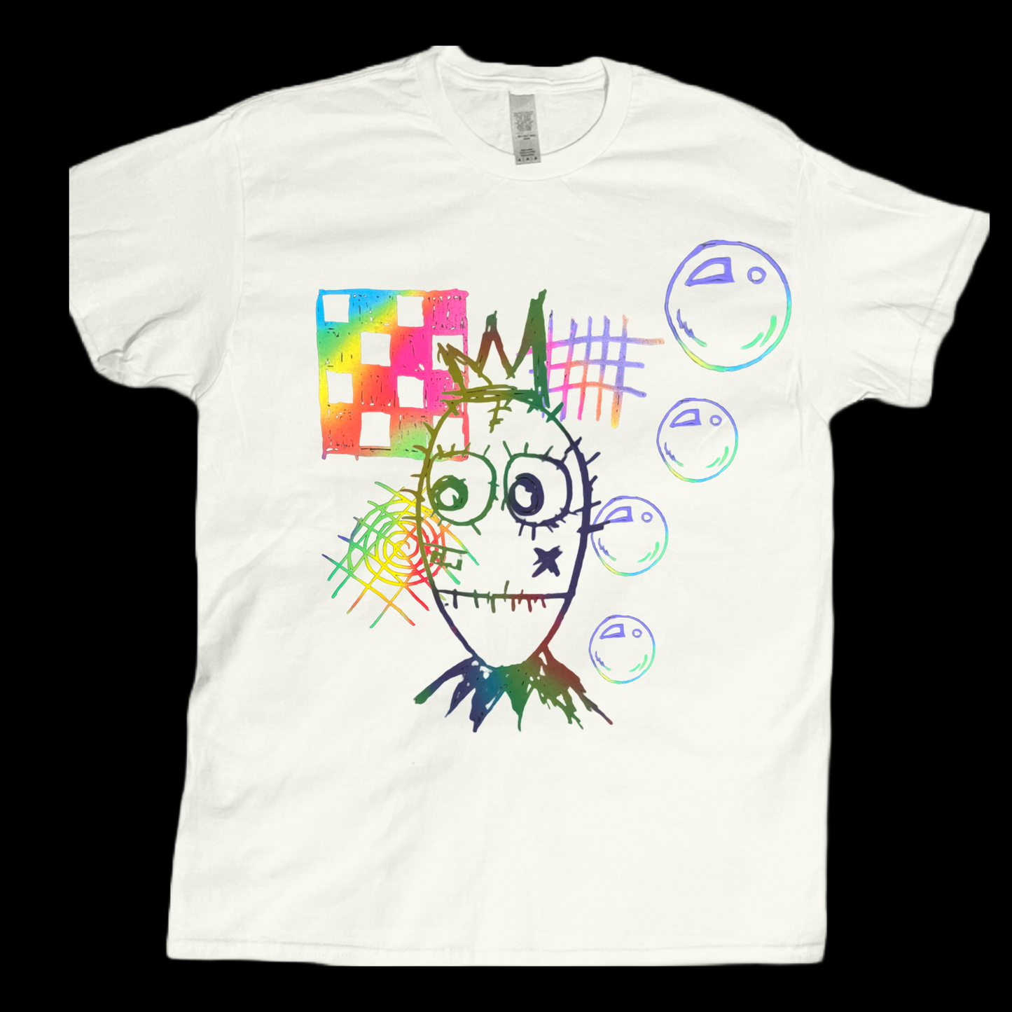 Abstract doodle colorful face art graphic tees unisex