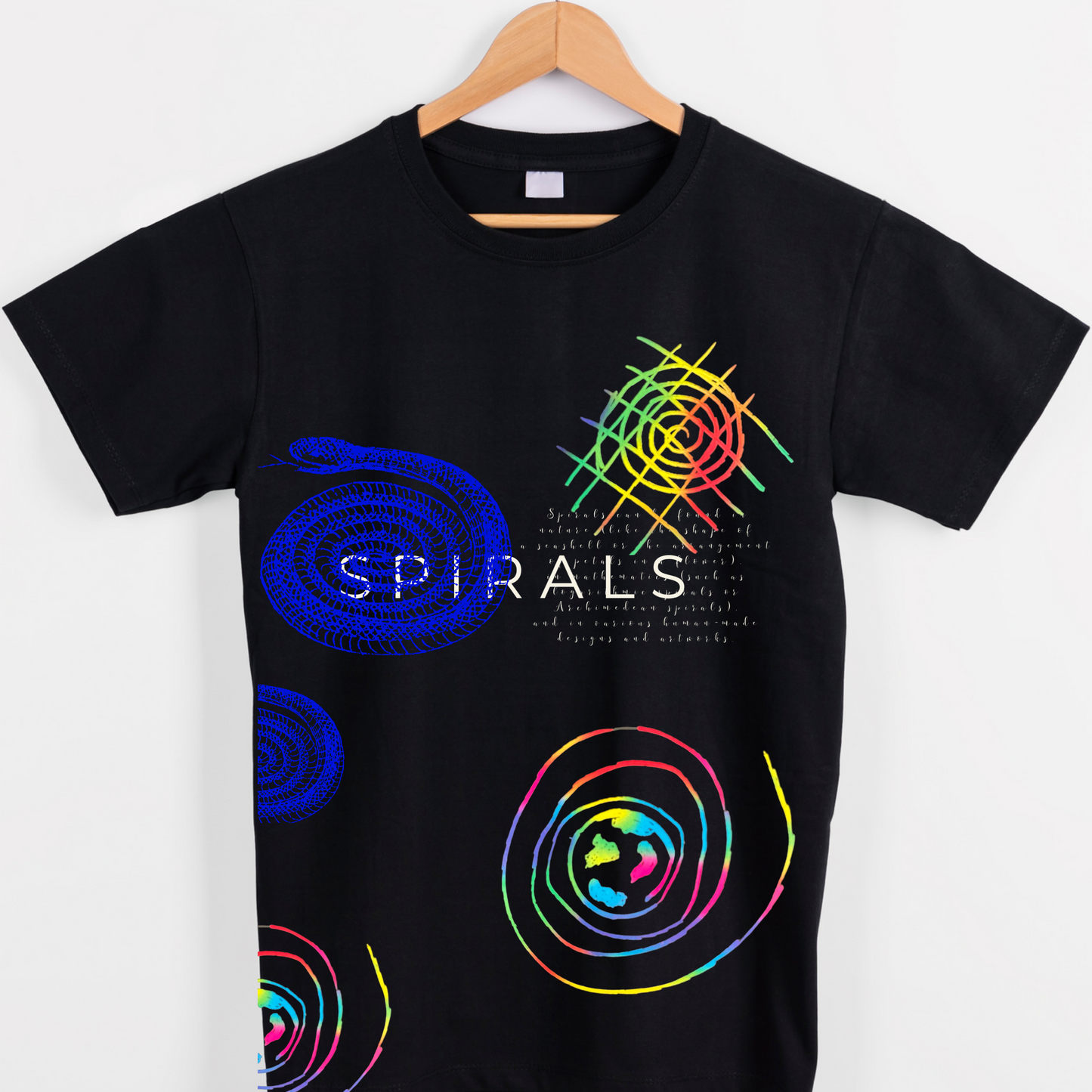 Abstract doodle colorful spiral art graphic tees unisex