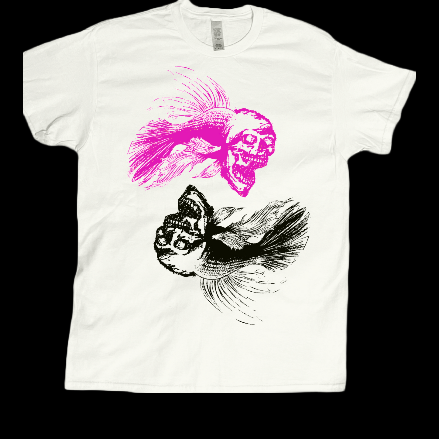 Skull head fish yin and yang graphic tees unisex